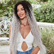 Afro Daa Fiber Sen Tül Peruk / Siyah / Gri Ombreli - Dıgc-874591 Karışık - Çok Renkli