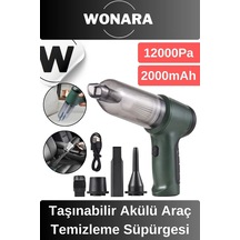 Premium 12000pa Güçlü Emiş 2000mah Otomatik Aydınlatmalı Taşınabilir Akülü Araç Temizleme Süpürgesi