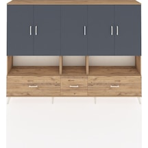 Arges Dolap 12 Raflı 3 Çekmeceli 5 Kapaklı 220x30x163 Çam-antrasit/çam Antrasıt/atlas Çam - Atlas Çam