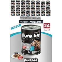 Purelife Plus 24'li Kuzulu Yetişkin Konserve Chunk Parça Etli Yaş Mama 400 G