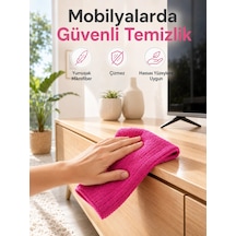 Çok Amaçlı Pembe Mikrofiber Bez Çizmeden Etkili Yüzey Temizliği Diğer