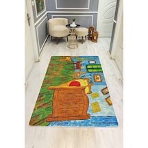 Modern Desenli Dijital Baskı Kaymaz Taban Halı H0738 Renkli