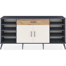 Arges Konsol 7 Raflı Tek Çekmeceli 2 Kapaklı 176x30x83 Antrasit-aytaşı/çam Aytaşı/çam