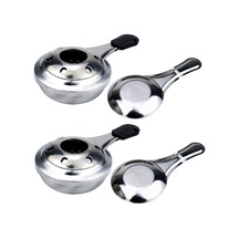 Yuntech01 2'li Mini Çelik Alkol Ocağı - Ev Ve Dış Mekan İçin, Fondue/hotpot Isıtıcı, Plastik Isıya Dayanıklı Kollu, 16cm, Taşınabilir Gümüş