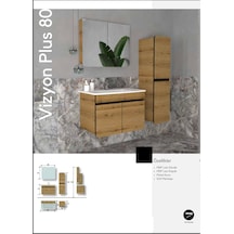 Evros Vizyon Plus 80 Cm Banyo Dolabı Boy Dolabı Dahil Meşe