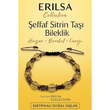 Sertifikalı Şeffaf Sitrin Doğal Taş Bileklik - 8x8 Mm Bereket Ene Çok Renkli