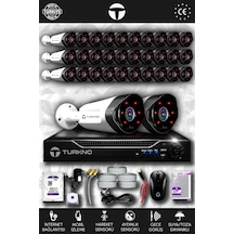 Turkno 32 Kameralı Galia 32 Dış Kamera Set 320 GB HDD Full HD Gece Görüşlü Güvenlik Kamerası Sistemi