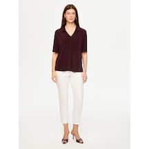 Polo Yaka Parlak Görünümlü Kısa Kol T-shırt S26tsh078 Us26tsh078203 Mürdüm