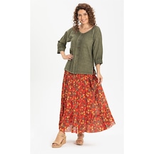 Buse Vual Uzun Etek Tomurcuk Desen Turuncu 6168 Buse Vual Uzun Etek Tomurcuk Desen Turuncu 6168