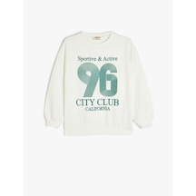 Koton Kolej Baskılı Uzun Kollu Bisiklet Yaka Sweatshirt Ekru 5skg10212ak Ekru
