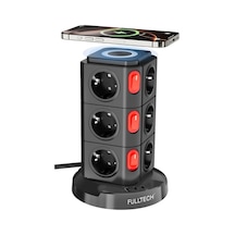 Akım Korumalı Priz, Kule Tipi Priz, 12'li Priz Soketi, 12x Fiş Soketi, 1x Usb Girişi, 2x Type-c Girişi, Isıya Dayanıklı Yapı, 1.8 Metre Kablo Uzunluğu, Aşırı Gerilim Koruyucu Çoğaltıcı 16a/3680w