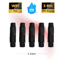 Su Geçirmez Saha Montaj Konnektör Ip68 3 Pin 5 Adet