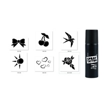 Airbrush Tattoo Kalp Çiçek Spray Tattoo Geçici Siyah Sprey Dövme Seti Siyah