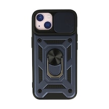 Apple iPhone Uyumlu 13 Kılıf Pars Lens Yüzüklü Silikon - Lacivert Diğer