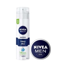 Men Hassas Tıraş Jeli, Hassas Ciltlere Özel Hızlı Koruma 200ml Ve Nıvea Men Creme Erkek Nemlendirici Bakım Kremi 30ml