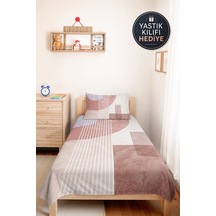 Geometrik Pudra Genç Odası Tek Kişilik Pike Takımı - Modern Bej 160x220 Cm Kapitone Yatak Örtüsü Kırık Kâğıt Nefesi