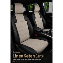 Dacia Sandero 2008+ Uyumlu Lineaketen Serisi Ortopedik Bej Siyah Koltuk Kılıfı