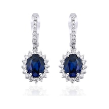 4.00 Karat Safir Pırlanta Küpe - Hrd Sertifikalı