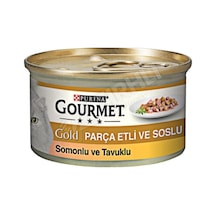 5 Adet Gourmet Gold Parça Etli Soslu Somonlu Ve Tavuklu Yetişkin Kedi Konservesi 85 Gr