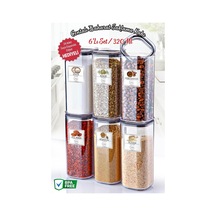Nandy Home 6 Adet 320ml. Kare Contalı Etiketli Baharat Saklama Kabı Şeffaf