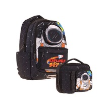 Kaukko Erkek Çocuk 3d Astronot Şekilli Siyah Okul Sırt Çantası Ve Isı Yalıtımlı Beslenme Çantası Seti Siyah