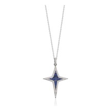 Lacivert Taşlı Gümüş Rengi Kaplamalı Kuzey Yıldızı Gümüş Kolye Gold - Rose Gold - Gümüş