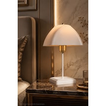 Karmen Abajur -retro Modern Mantar / Kubbeli Komodin Lambası - Salon,oturma Odası, Antre,yatak Odası, Ofis Başucu Masa Lambası Opal Şapka - Gold Kukalı Opal Şapka - Gold Kukalı