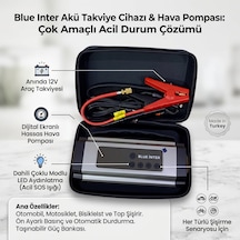 Blue İnter Akü Takviye Cihazı & Akıllı Hava Pompası Çok Fonksiyonlu Taşınabilir Güç Bankası