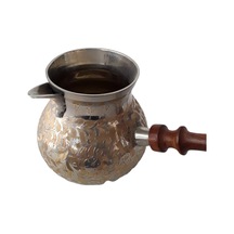 Pirinç Döküm Cezve 5" Jumbo Boy Ahşap Saplı