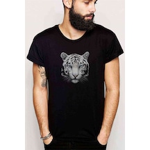 White Tigers Baskılı Siyah Erkek Tshirt