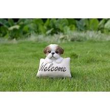 Gift Ltd Shi Tzu Yavru Köpek Hoş Geldiniz İşaretli - Kahverengi Ve Beyaz Heykel Diğer