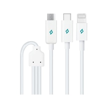 Trio Şarj Kablosu Type-c-lightning-micro Usb - Beyaz 2dk7521