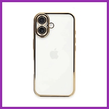 Bezos İphone 16 Plus Uyumlu Kılıf Lensli Silikon - Gold Bty