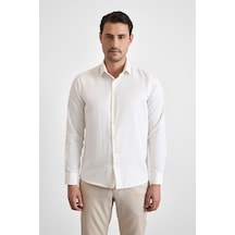 Süvari Ekru Slim Klasik Yaka Casual Gömlek Gm2024700622-bj1