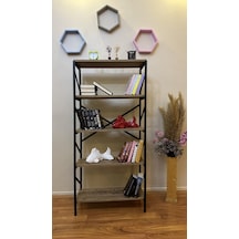 Modern Style Home Metal Kitaplık 5 Raflı Çok Amaçlı Dosya Kitap Rafı Ofis Salon Raf 150 Cm Ceviz Kahverengi Modernk02
