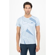 Maraton Sportswear Regular Erkek Bisiklet Yaka Kısa Kol Basic Sisli Mavi T-Shirt 21580-Sisli Mavi