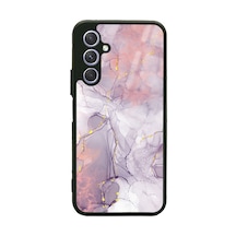 Samsung Uyumlu A24 Fuşya Mermer Tasarımlı Glossy Telefon Kılıfı Siyah
