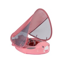 Mambobaby Yüzme Simidi - Pink Shark, Emniyetli, Gölgelikli Ve Ayak Destekli