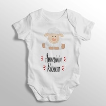 İmaj Tuğbababy Annesinin Kuzusu Yazılı Baskılı Bebek Zıbını Beyaz