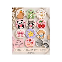 Minikutunuz 10 Lu Kawaii Sevimli Hayvanlar İğneli Yaka Rozeti Seti 44 Mm Capybara, Panda, Kurbağa, Ördek, Çanta Aksesuarı Diğer