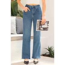 Açık Mavi Kadın Wide Leg Jean Yüksek Bel Likralı Esnek Kot Pantolon Jessica-açmavi 001