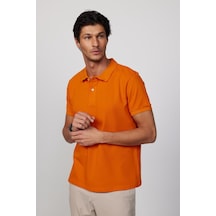 Tudors Erkek Slim Fit Dar Kesim Düz Pike Turuncu Polo Yaka Tişört-30528-Turuncu