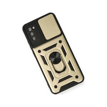 Samsung Galaxy Uyumlu   A03s Kılıf Pars Lens Yüzüklü Silikon - Gold