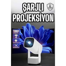 Şarjlı Projeksiyon Oyun Sinema Projektörü 4k Hd Görüntü Kaliteli