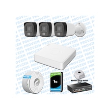 Provzen Hikvision 3 Lü İp 4mp Güvenlik Kamerası Seti Colorvu Mikrofonlu Olay Anında Bildirim