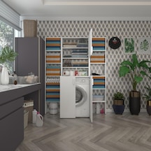 Kenzlife Çamaşır Makinesi Dolabı Kasparovmaksduble Byz 180 126 55-20 Banyo Kapaklı Arkalıksız Çok Renkli