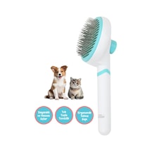 Happy Toozey Ht08 Otomatik Temizlenen Tuşlu Evcil Hayvan Fırçası Kedi Köpek Tüy Toplayıcı Tarak Beyaz