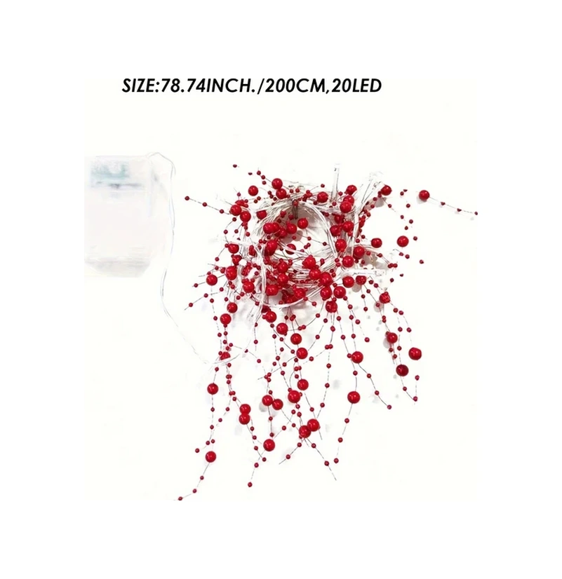 Gateesat Kırmızı 2m 20 Led İnci Peri Işıkları - Pil İle Çalışan Sıcak Işık İçin Dış Dekor