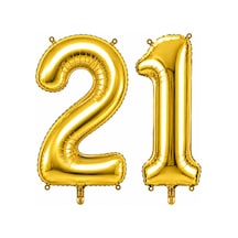 21 Rakam Folyo Balon Altın Rengi 36 Cm