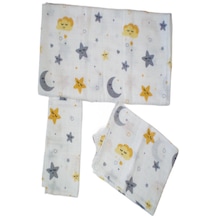 More Home Müslin Bezi Set 5 Parça % 100 Pamuklu Yıldılı Kalpli Açık Gri